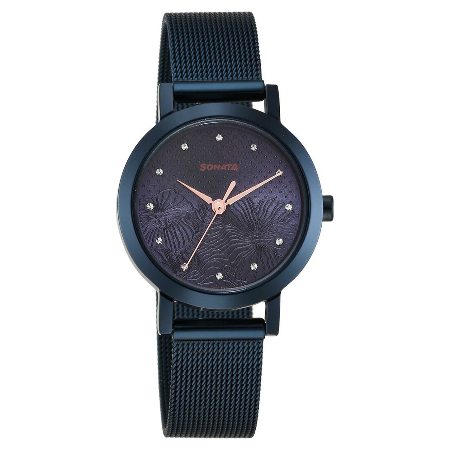 Sonata Quartz Analog Blue Stainless Steel Strap for Women