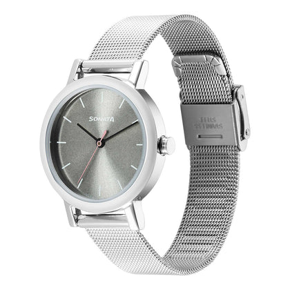 Sonata Linnea Pink Dial Women Watch With Stainless Steel Strap