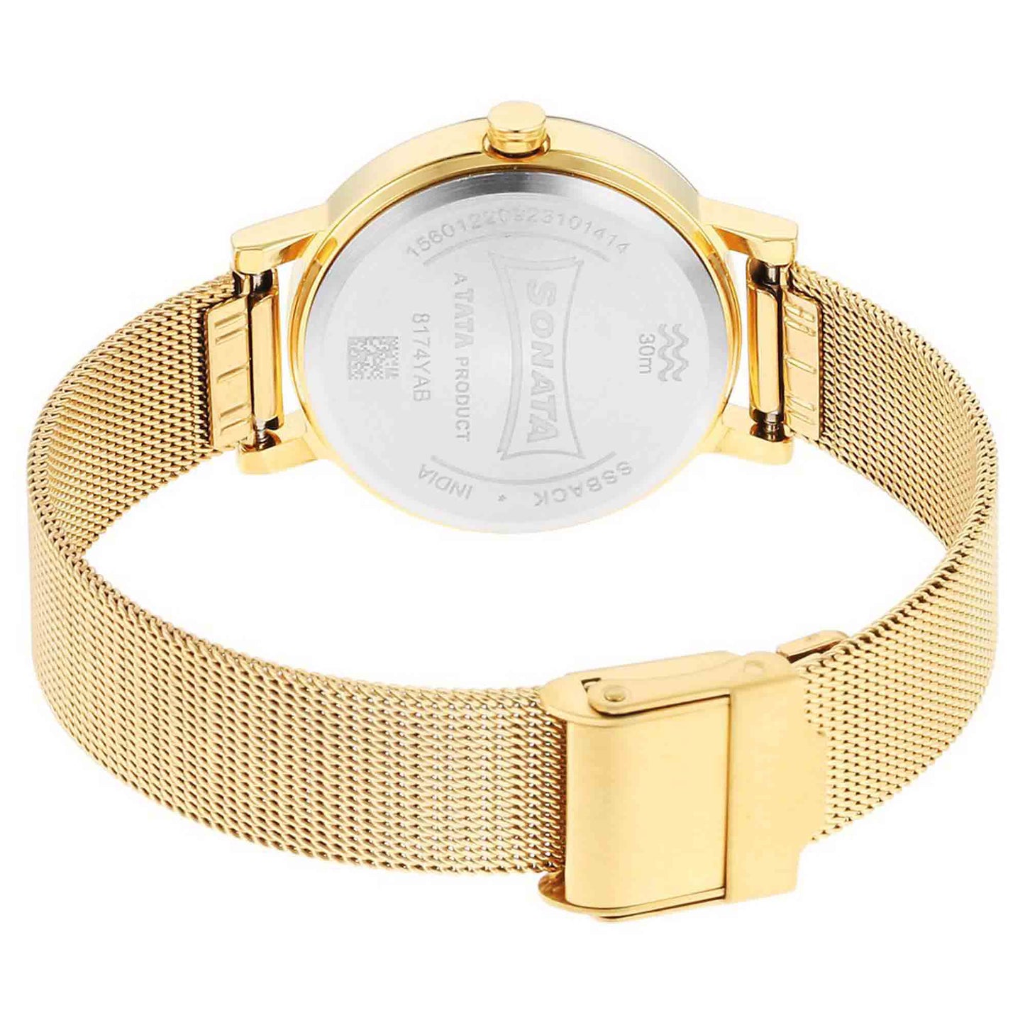 Sonata Quartz Analog Rose Gold Stainless Steel Strap for Women