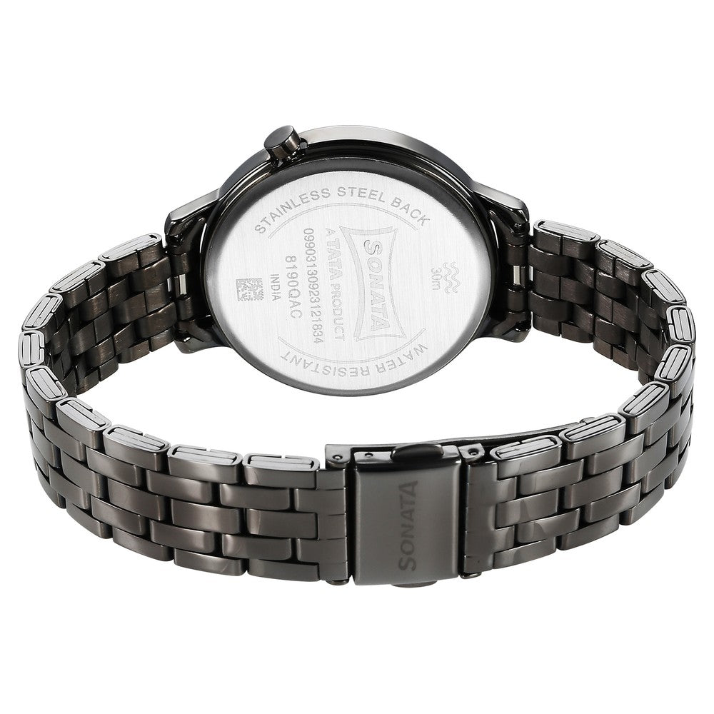 Sonata Unveil Quartz Analog Grey Dial Metal Strap Watch for Women
