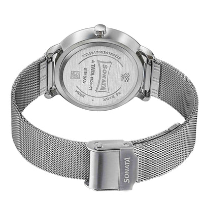 Sonata Sleek Quartz Analog Grey Dial Silver Stainless Steel Strap Watch for Women