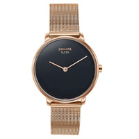 Sonata Sleek Quartz Analog Black Dial Rose Gold Stainless Steel Strap Watch for Women