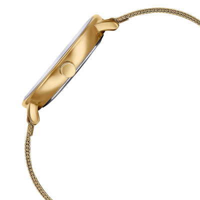 Sonata Sleek Gold-Toned Mesh Bracelet Watch with Minimal Sundial Dial and Arabic Numerals
