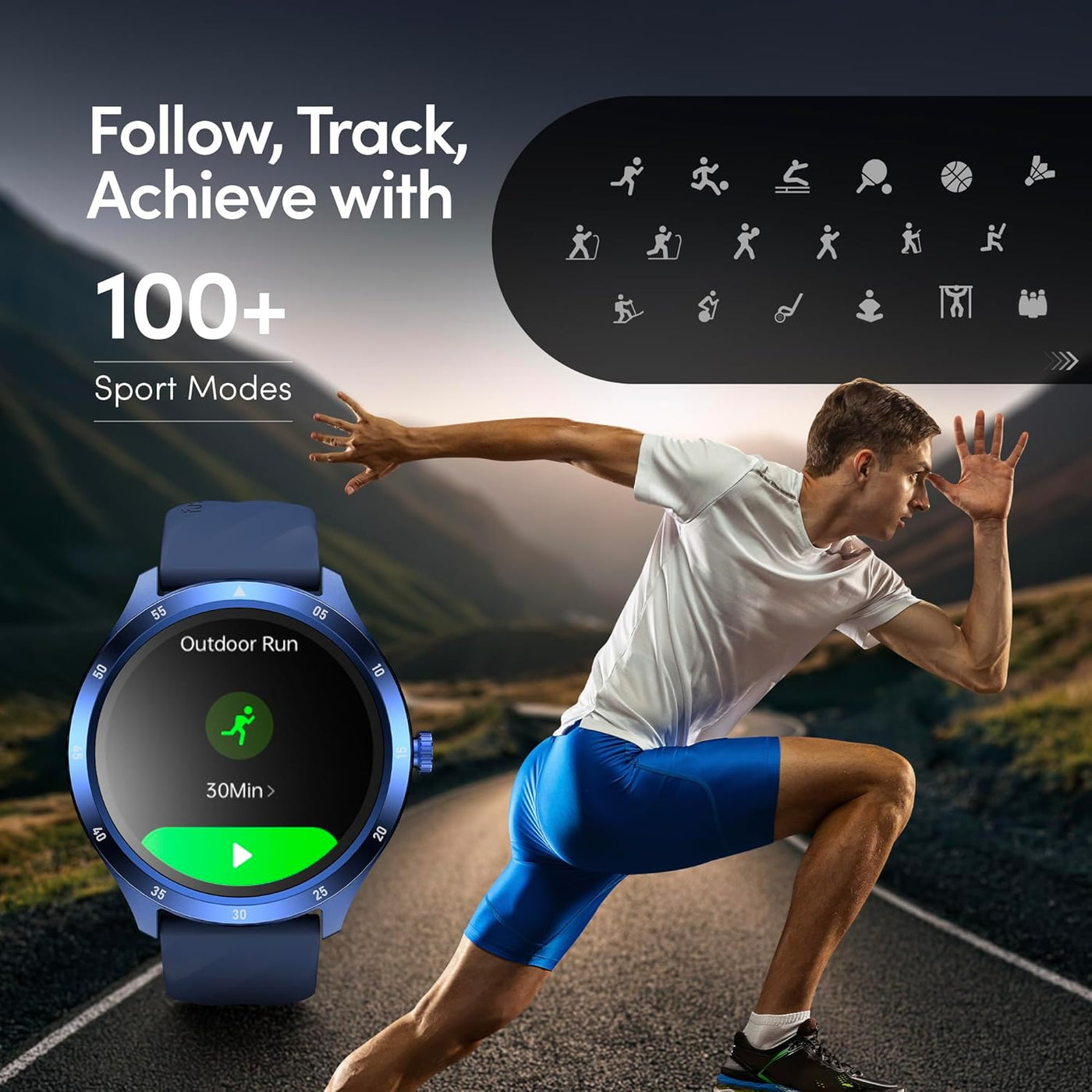 Fastrack Jupiter Flex Smart Watch, 1.38" UltraVu Display, Bluetooth Calling, Health Suite with SpO2, Heart Rate, Sleep Tracking, 100+ Watch Faces, (Blue) 38165PP02