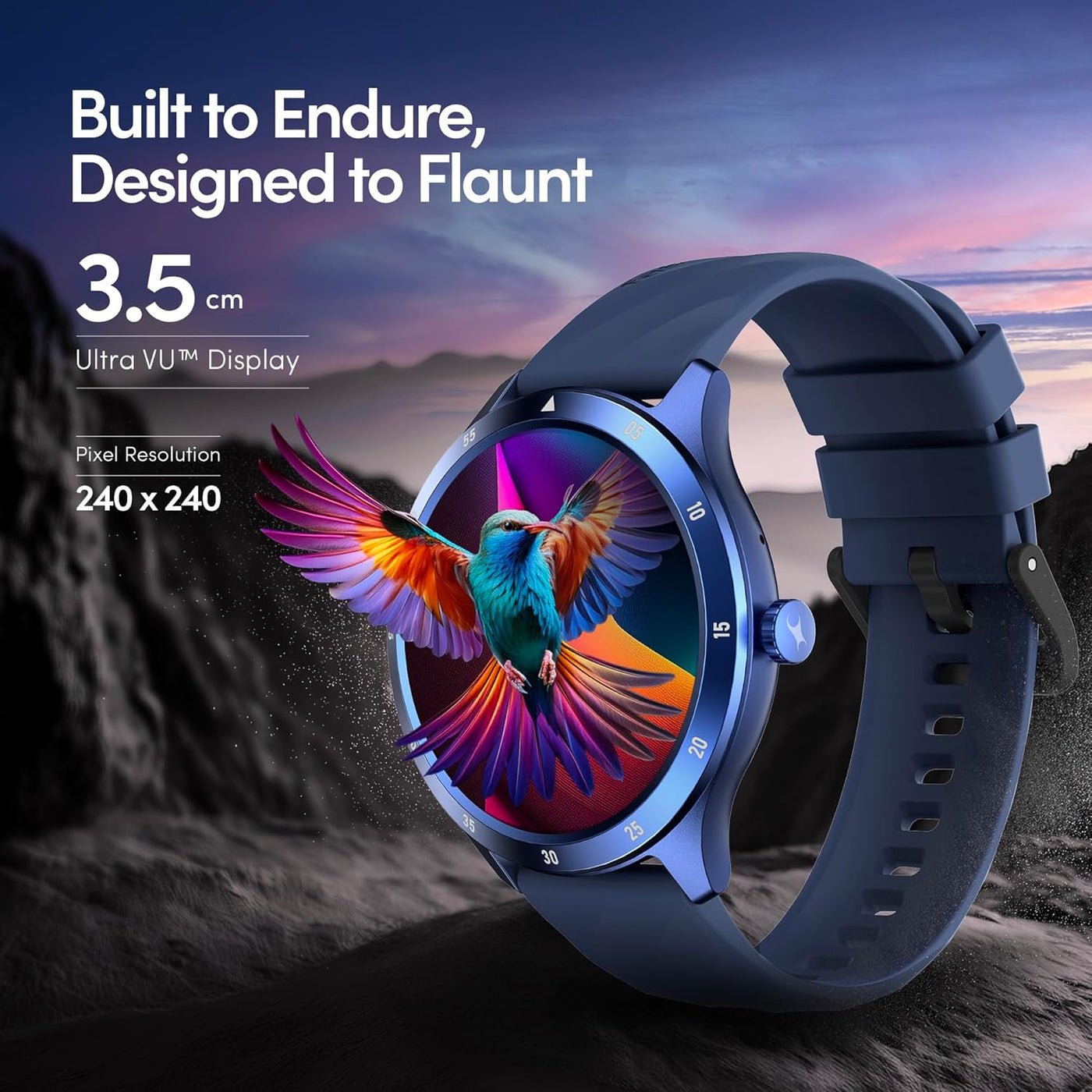 Fastrack Jupiter Flex Smart Watch, 1.38" UltraVu Display, Bluetooth Calling, Health Suite with SpO2, Heart Rate, Sleep Tracking, 100+ Watch Faces, (Blue) 38165PP02