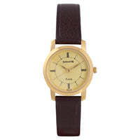 Sonata Workwear Champagne Dial Brown Leather Strap Analog Watch for Women