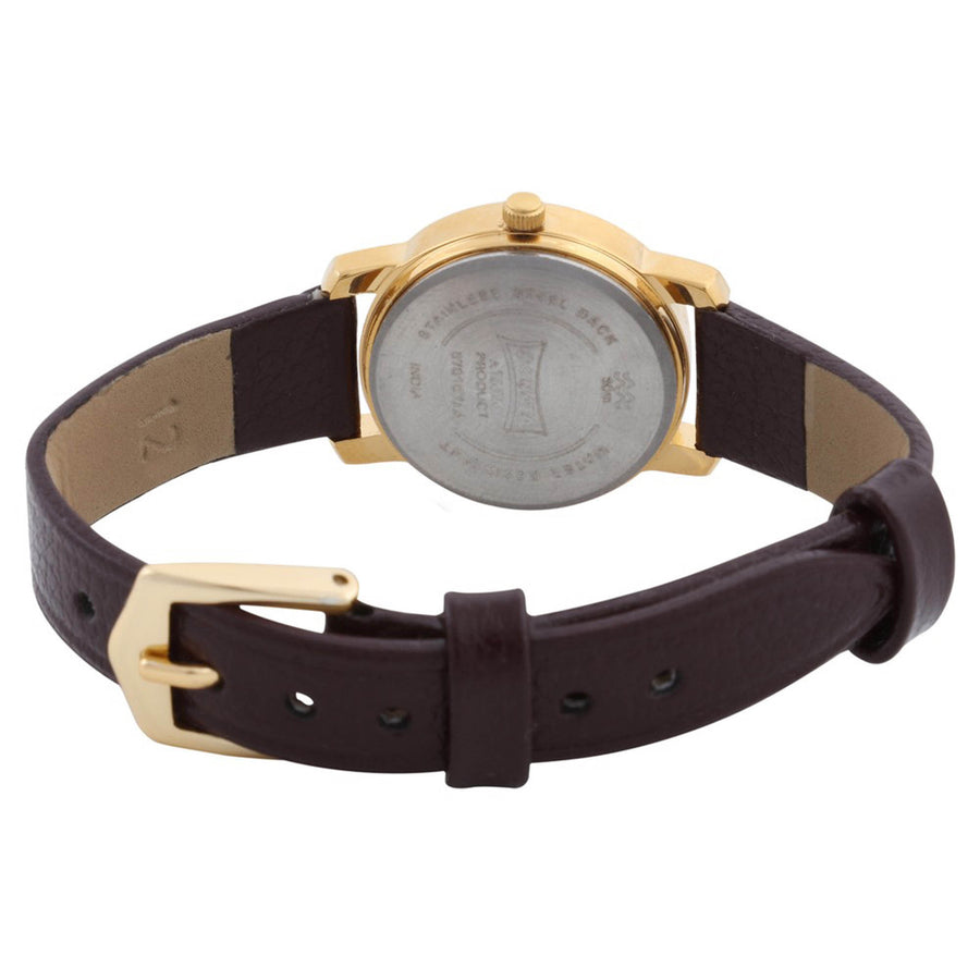 Sonata Workwear Champagne Dial Brown Leather Strap Analog Watch for Women