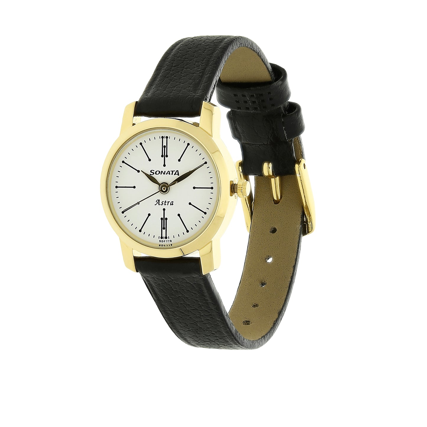 White Dial Black Leather Strap Watch