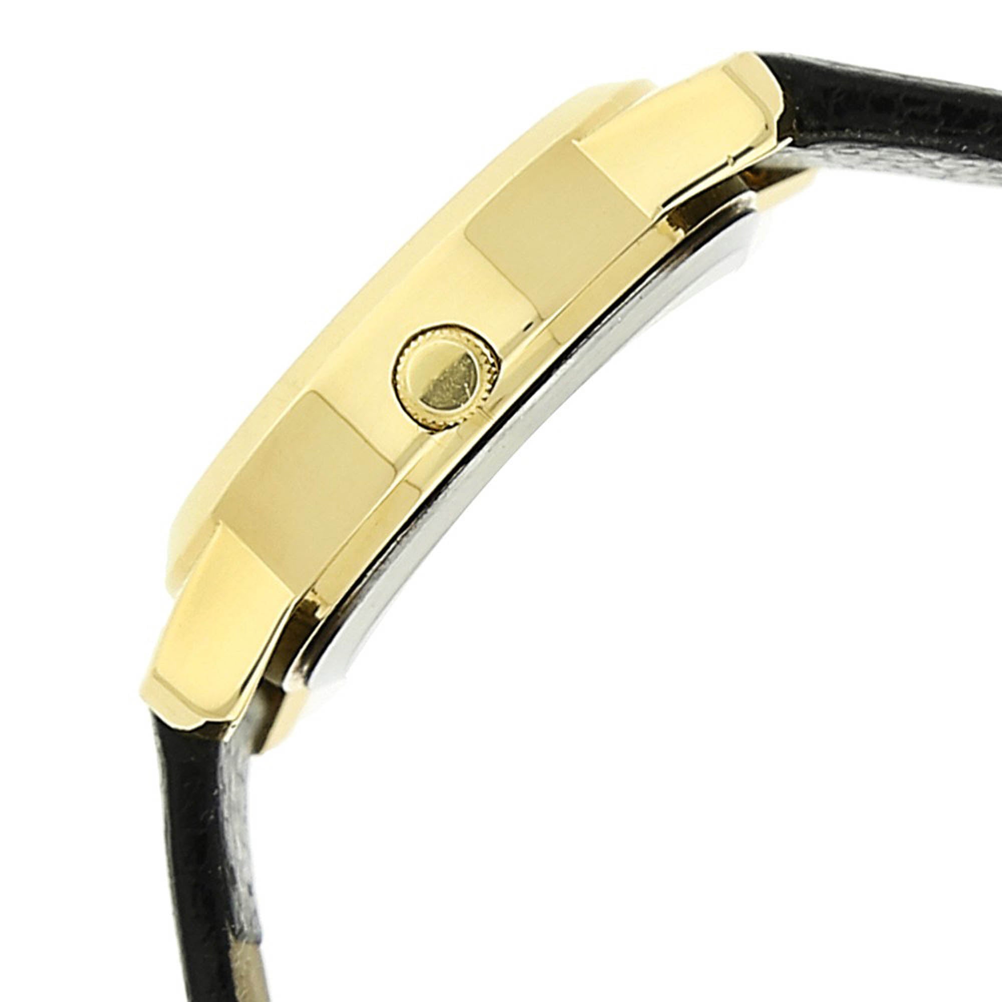 White Dial Black Leather Strap Watch