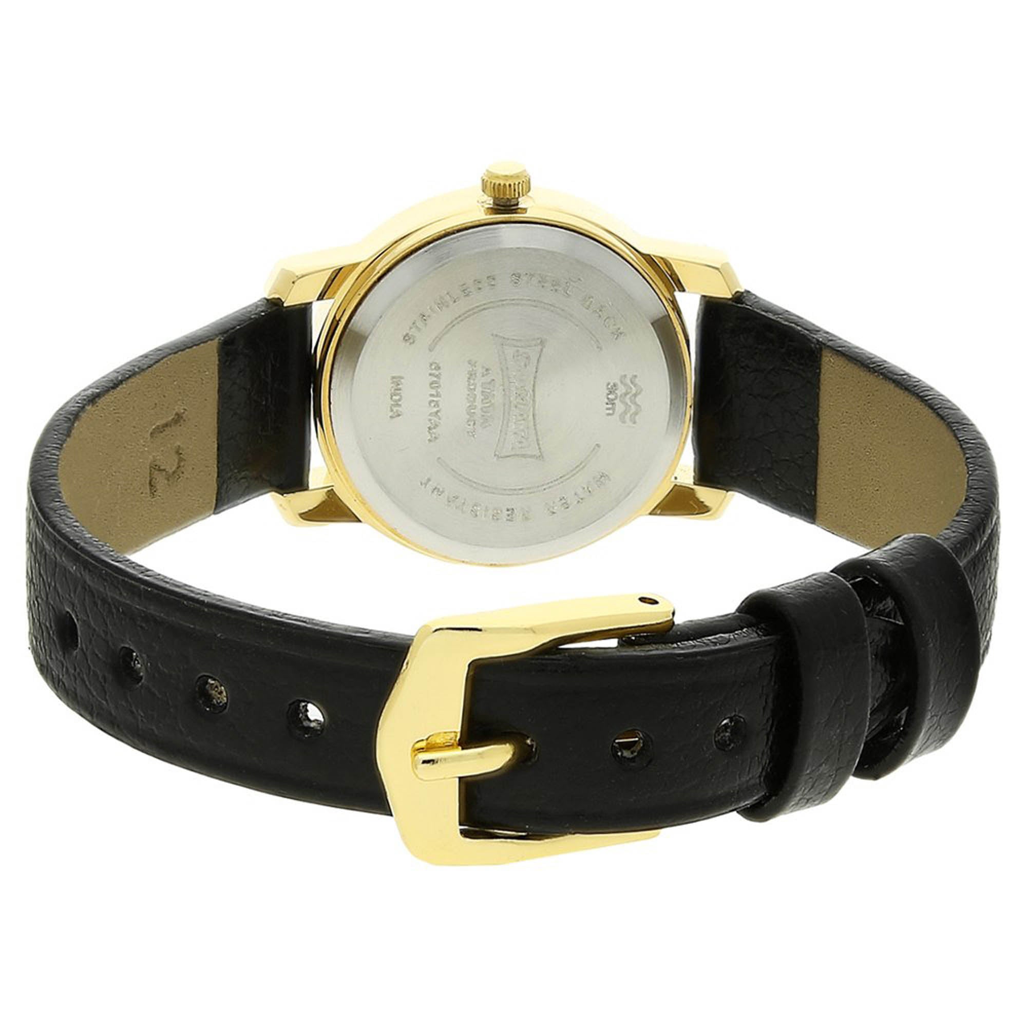 White Dial Black Leather Strap Watch