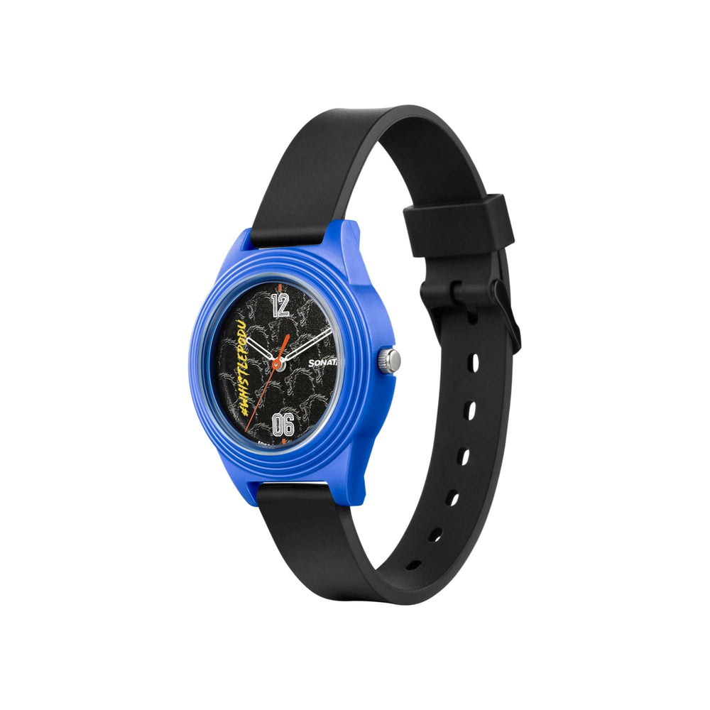 Sonata Csk Black Dial Women Watch With TPU Strap