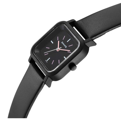 Sonata Black Dial Leather Strap Analog Watch for Women