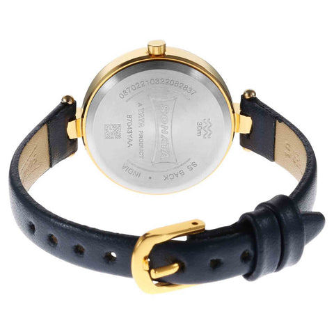 Sonata Gold Edit Blue Dial Women Watch With Leather Strap