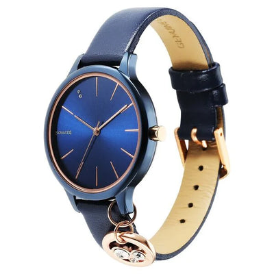 Sonata Blush Quartz Analog Pink dial Leather Strap Watch for Women
