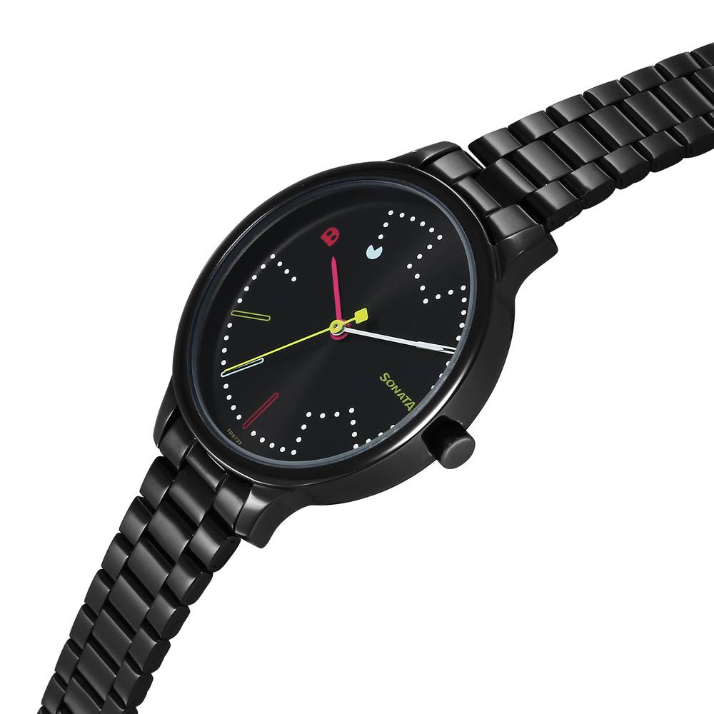 Sonata Play Black Dial Watch for Women