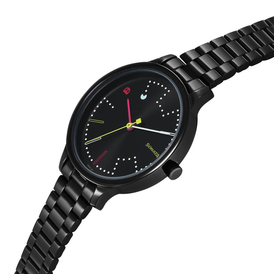 Sonata Play Black Dial Watch for Women