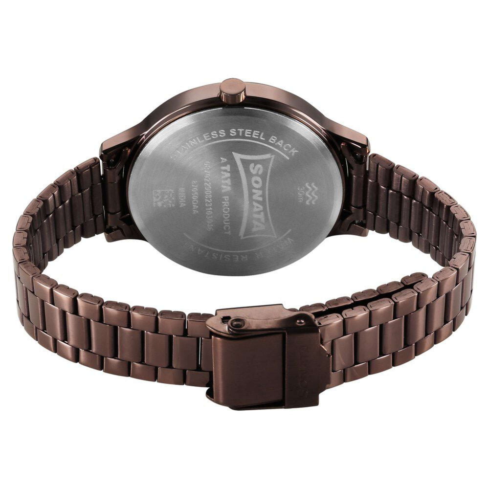 Sonata Blush Quartz Analog Brown dial Stainless Steel Strap Watch for Women