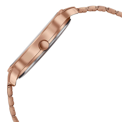 Sonata Wedding Bling Quartz Analog Brown Dial Rose Gold Stainless Steel Strap Watch for Women
