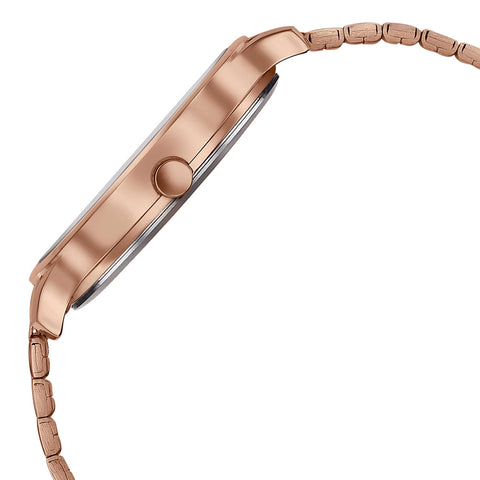 Sonata Wedding Bling Quartz Analog Brown Dial Rose Gold Stainless Steel Strap Watch for Women