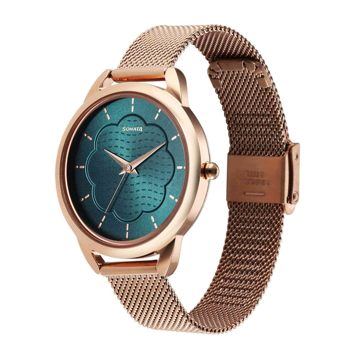 Sota Wedding Quartz Alog Green Dial Stainless Steel Strap Watch for Women