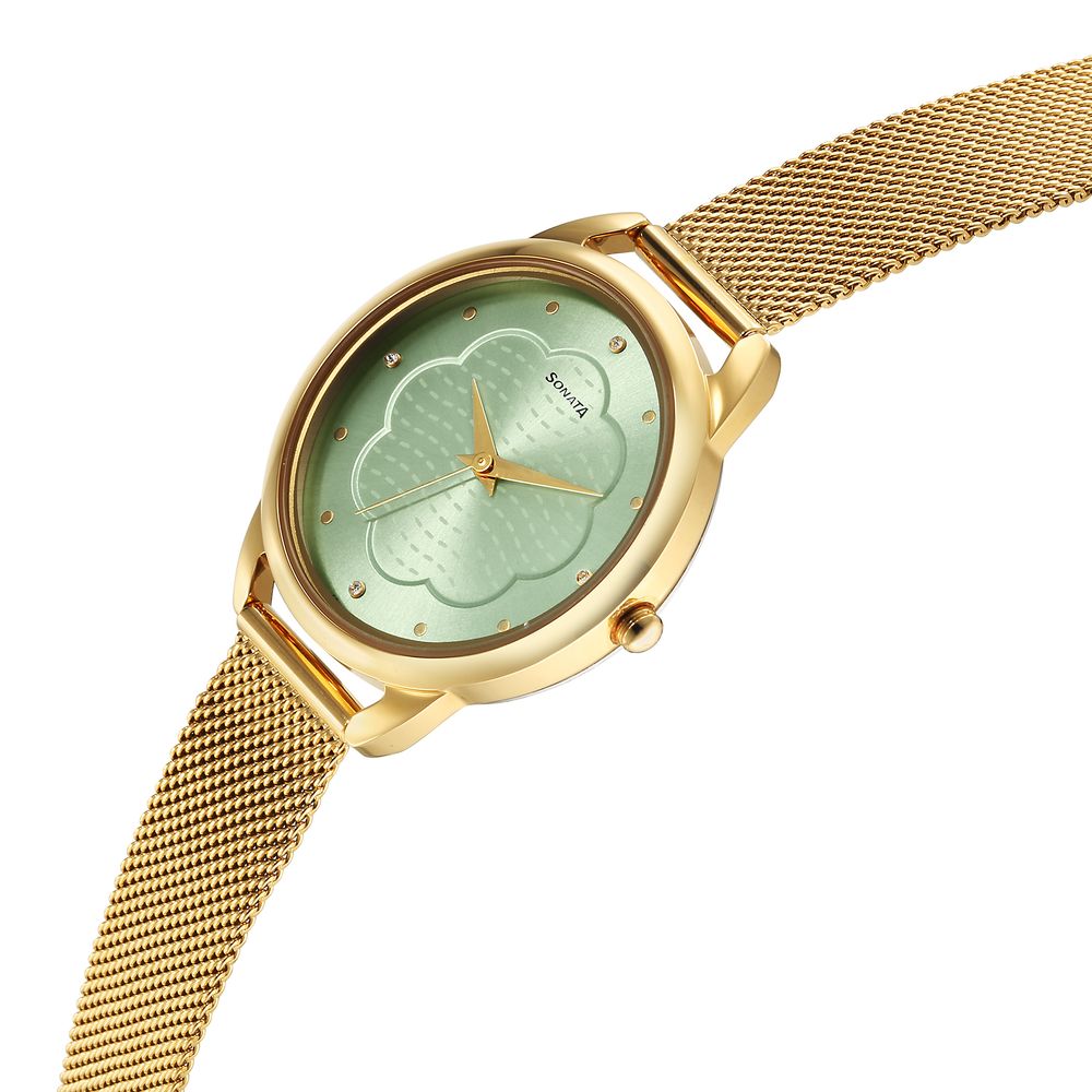 Sonata Wedding Quartz Analog Blue Dial Stainless Steel Strap Watch for Women