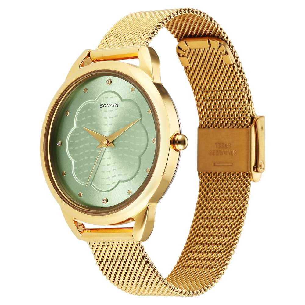 Sonata Wedding Quartz Analog Blue Dial Stainless Steel Strap Watch for Women