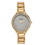 Sonata Wedding Bling Quartz Analog Silver Dial Rose Gold Metal Strap Watch for Women