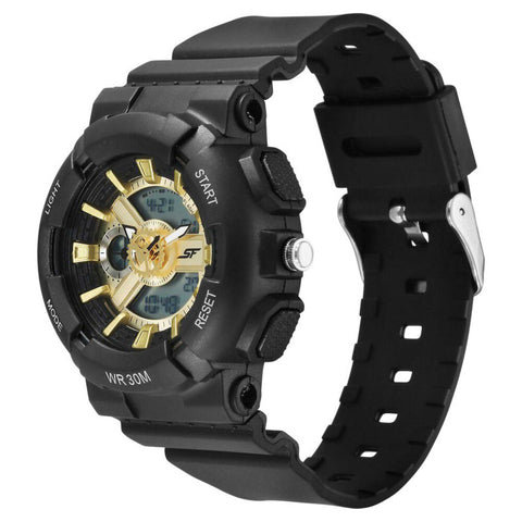 SF Striking Black & Gold Gear Unisex Watch - Unique Aesthetic with Robust Performance