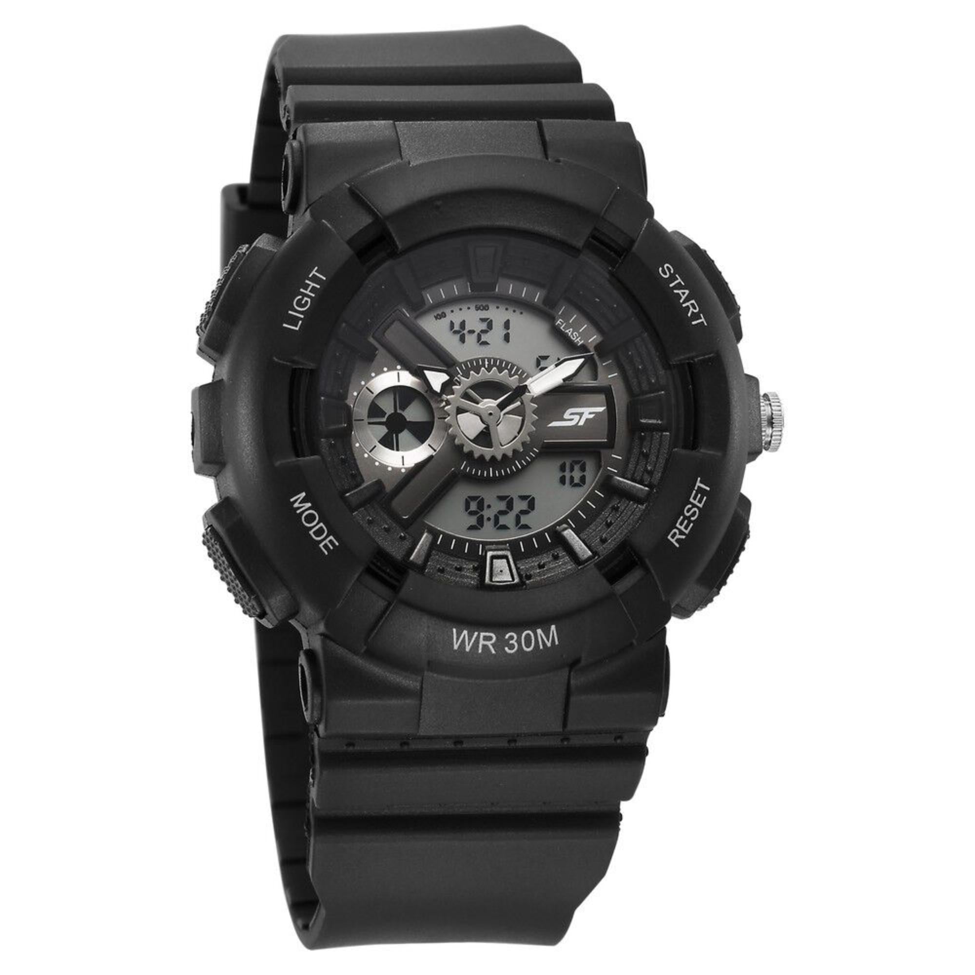 SF Unisex Classic Black Watch with Silver Accents - Timeless Elegance for Every Occasion