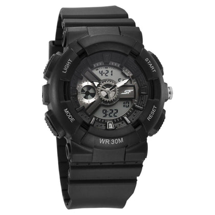 SF Unisex Classic Black Watch with Silver Accents - Timeless Elegance for Every Occasion