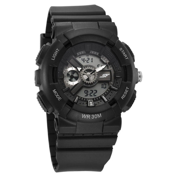 SF Unisex Classic Black Watch with Silver Accents - Timeless Elegance for Every Occasion