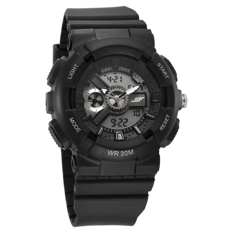 SF Unisex Classic Black Watch with Silver Accents - Timeless Elegance for Every Occasion