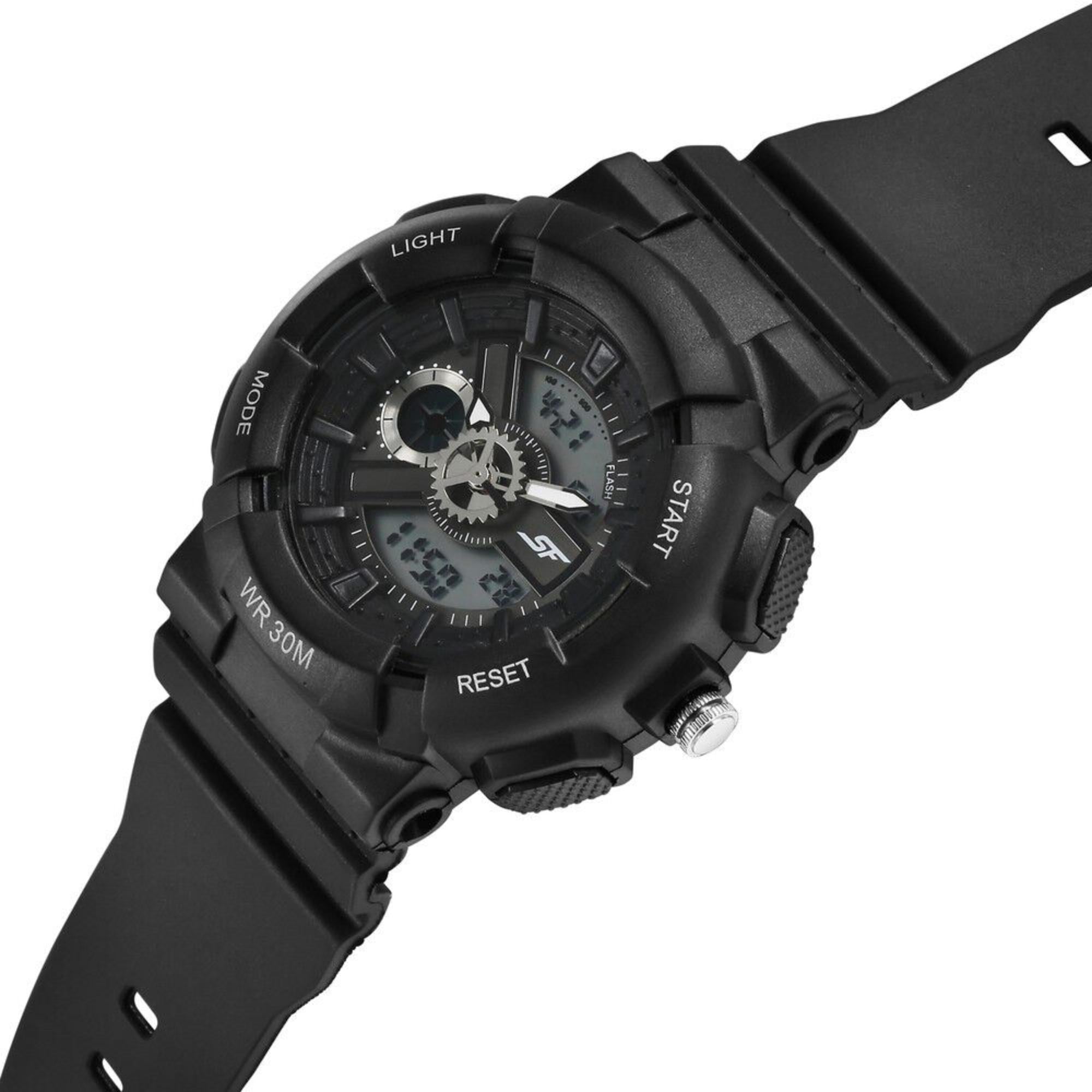 SF Unisex Classic Black Watch with Silver Accents - Timeless Elegance for Every Occasion