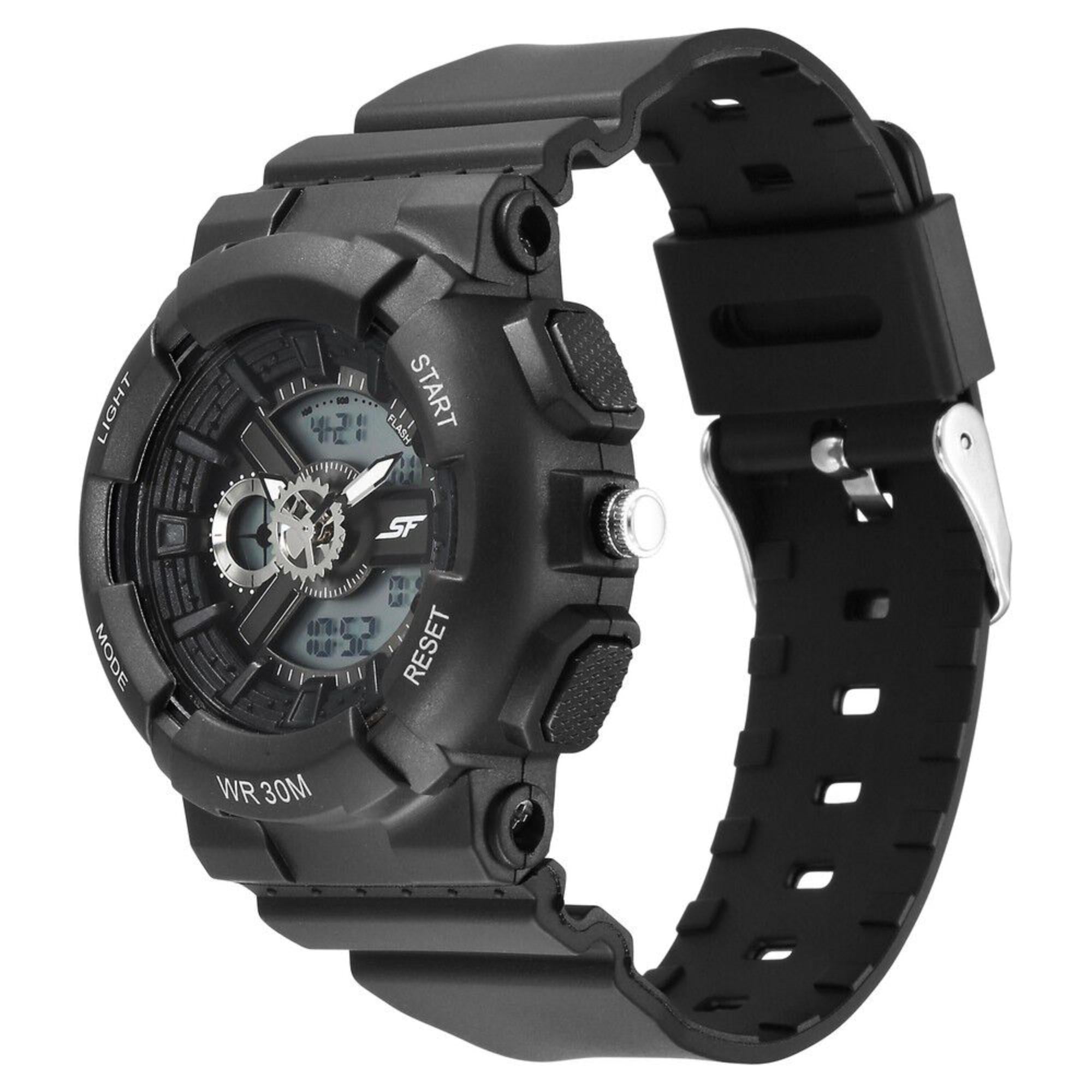 SF Unisex Classic Black Watch with Silver Accents - Timeless Elegance for Every Occasion