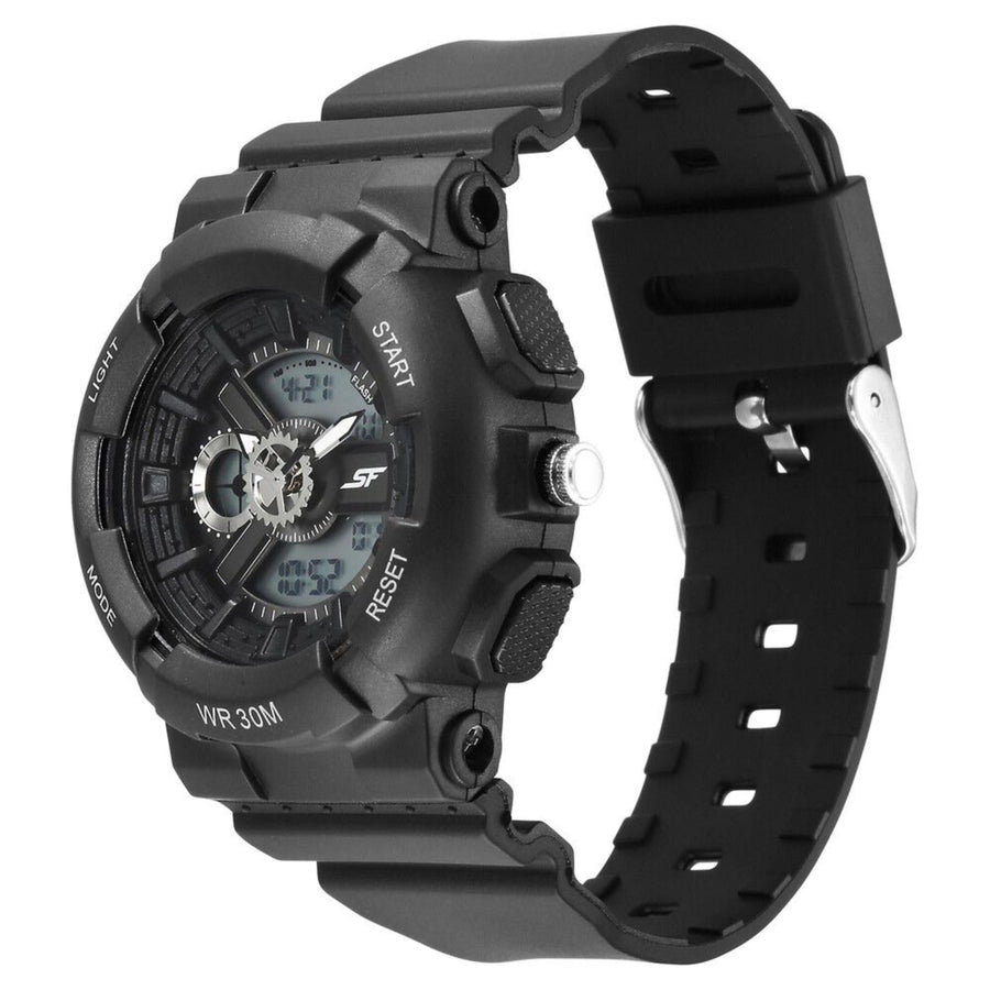 SF Unisex Classic Black Watch with Silver Accents - Timeless Elegance for Every Occasion