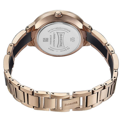 Sonata Black Dial Dual Color Metal Strap Analog Watch for Women