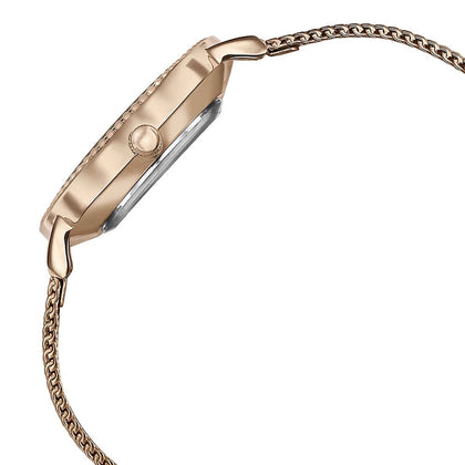 Sonata White Dial Rose Gold Metal Strap Analog Watch for Women