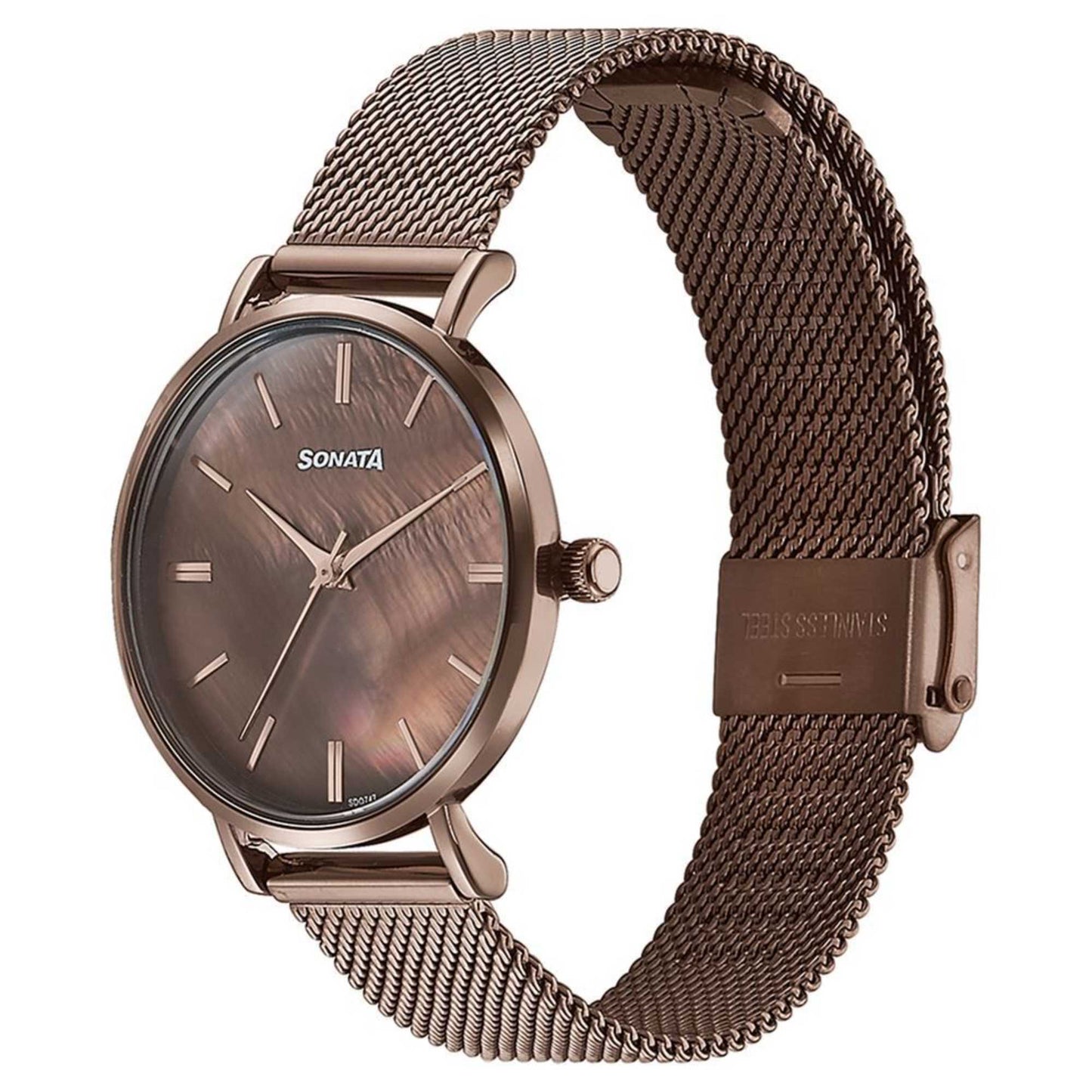 Sota Quartz Alog Brown Dial Brown Stainless Steel Strap Watch For Women (87067QM01)
