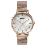 Sonata Quartz Analog White Round Dial Rose Gold Stainless Steel Strap Watch For Women