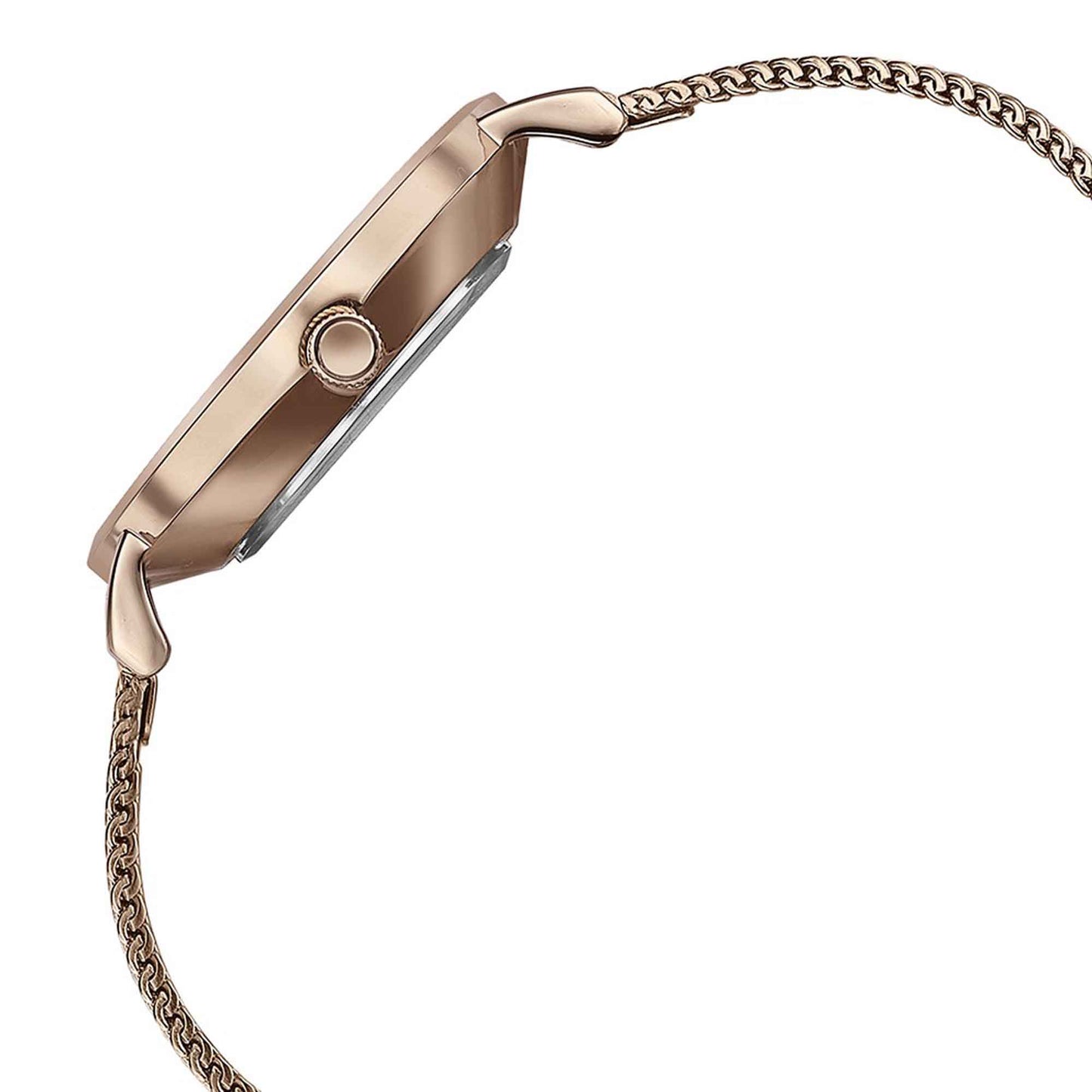 Sonata Quartz Analog White Round Dial Rose Gold Stainless Steel Strap Watch For Women