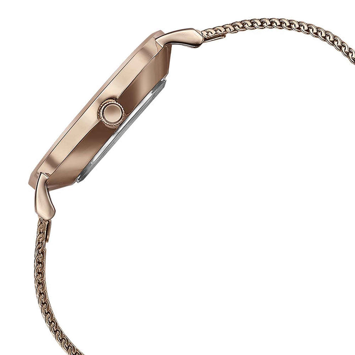 Sonata Quartz Analog White Round Dial Rose Gold Stainless Steel Strap Watch For Women