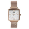 Sonata White Square Dial Rose Gold Metal Strap Analog Watch for Women
