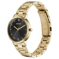 Sonata Quartz Analog Black Dial Golden Stainless Steel Strap Watch For Women
