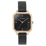 Sonata Modern Edit Quartz Analog Black Dial Black Stainless Steel Strap Watch For Women