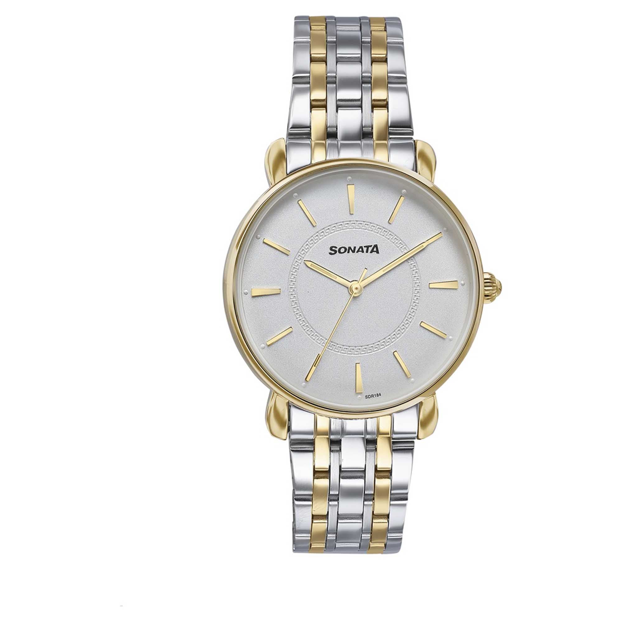 Sonata Wedding Quartz Analog Off White Dial Stainless Steel Strap Watch For Women