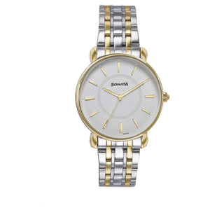 Sonata Wedding Quartz Analog Off White Dial Stainless Steel Strap Watch For Women