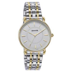 Sonata Wedding Quartz Analog Off White Dial Stainless Steel Strap Watch For Women