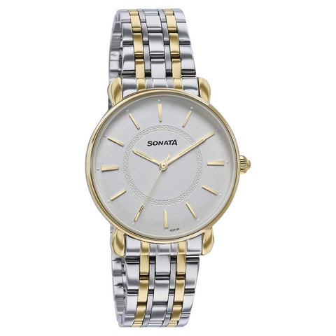 Sonata Wedding Quartz Analog Off White Dial Stainless Steel Strap Watch For Women