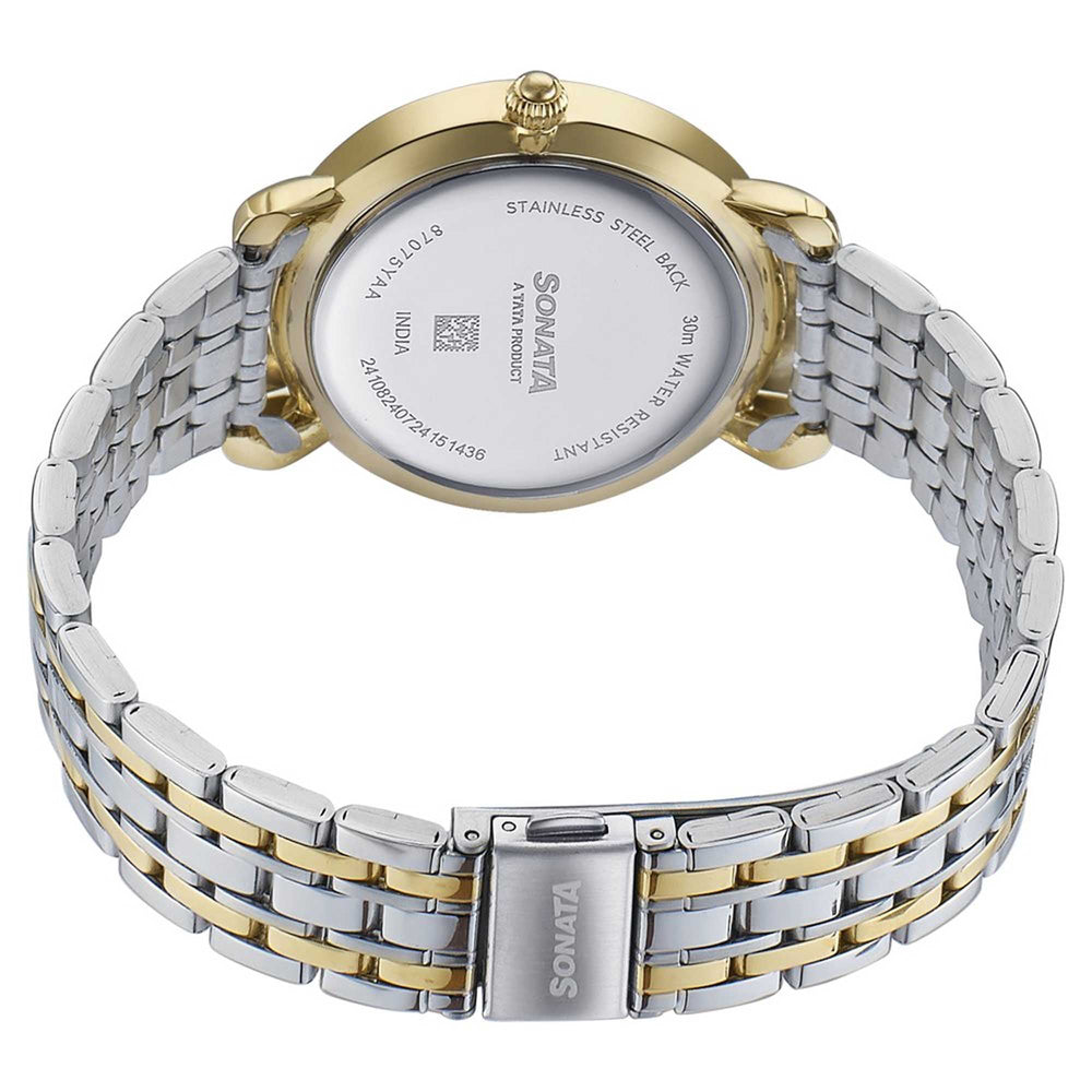 Sonata Wedding Quartz Analog Off White Dial Stainless Steel Strap Watch For Women