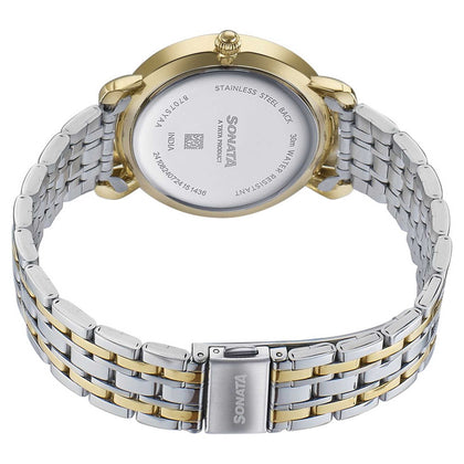 Sonata Wedding Quartz Analog Off White Dial Stainless Steel Strap Watch For Women